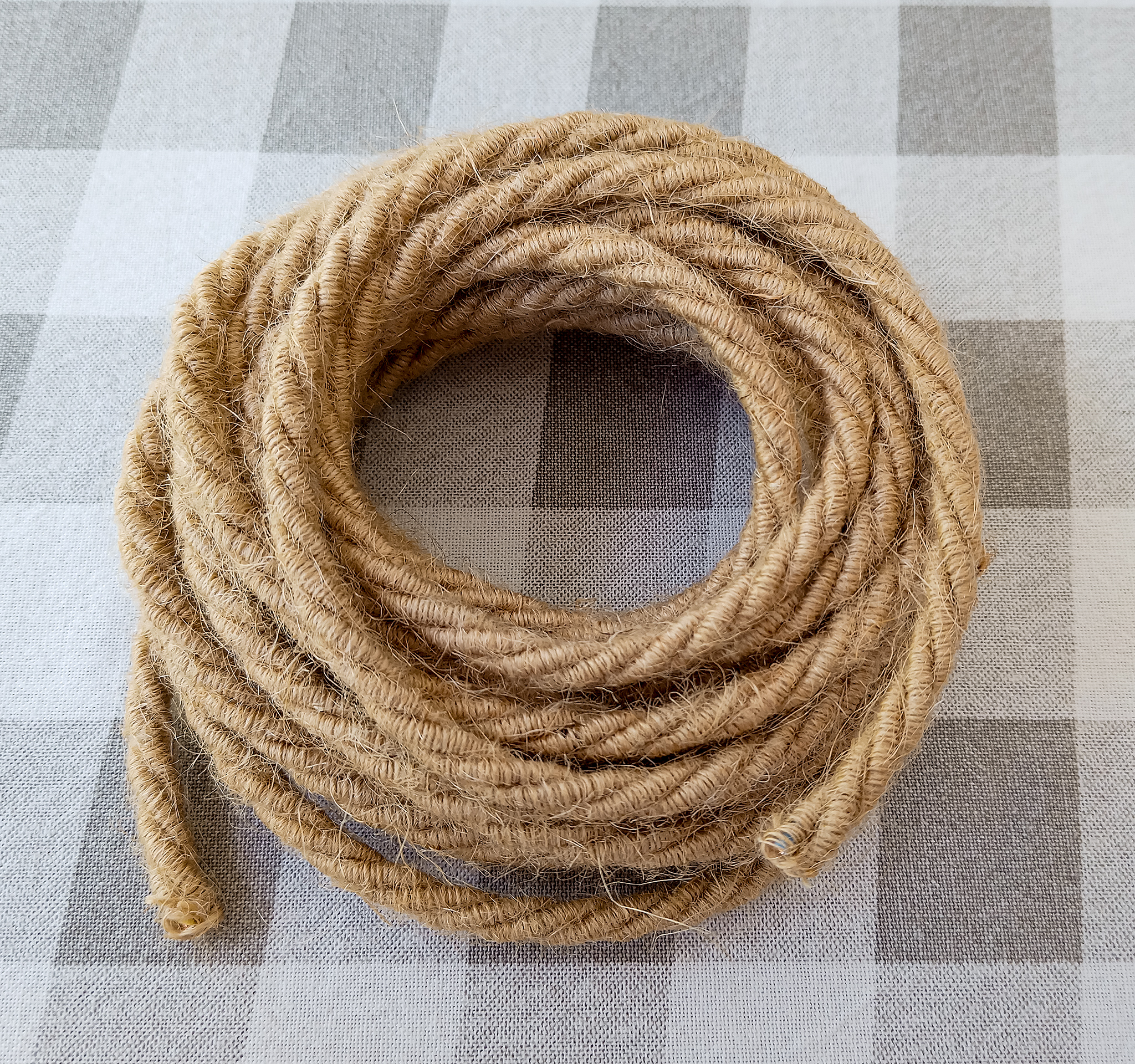 Braided twisted jute power cord/cable