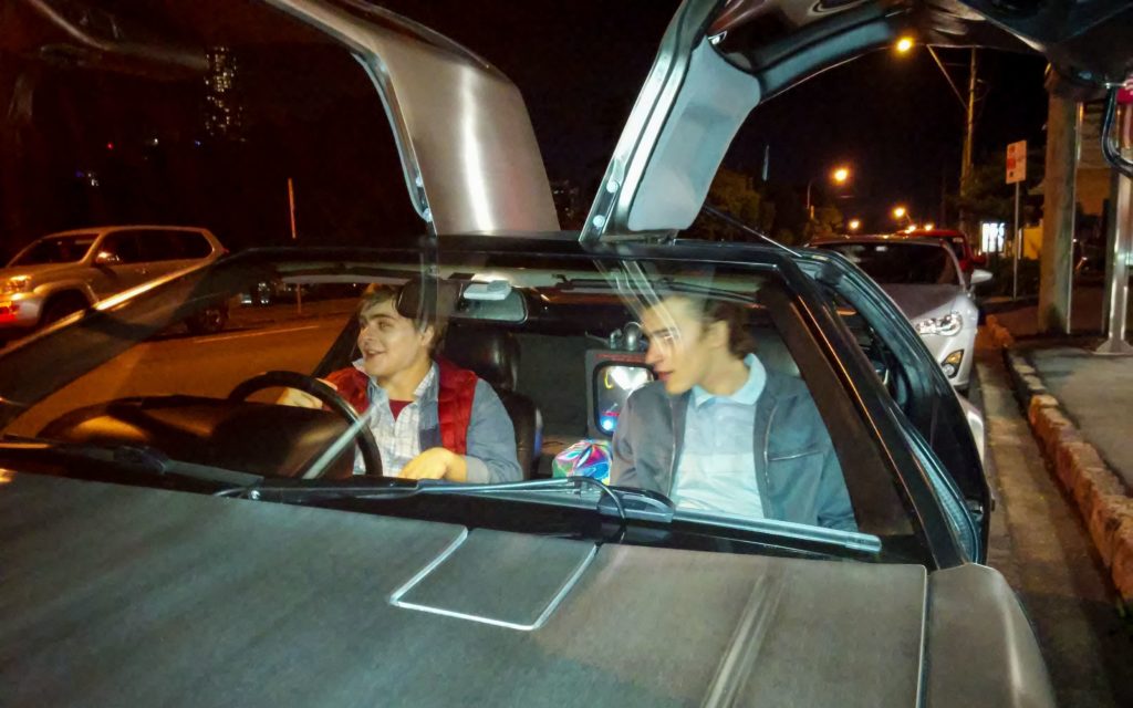 Marty & George McFly in my DeLorean at the Brisbane Arts Theatre