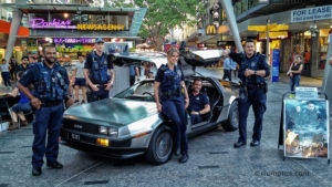 DeLorean in Queen St Mall, Brisbane for Blue World Order
