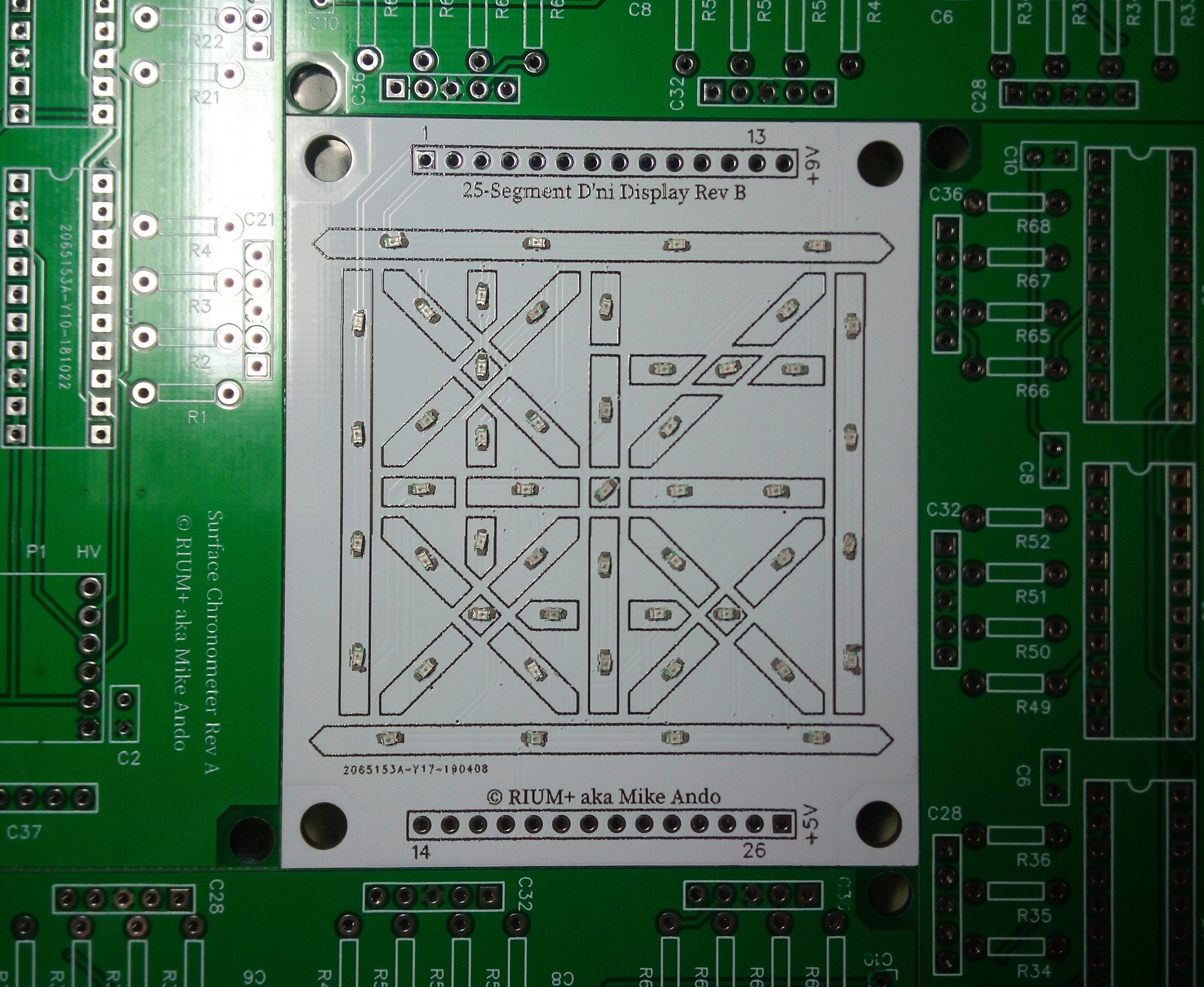 Solder-pasted circuit board layout for D'ni digit display