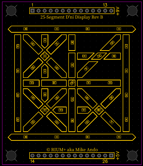 Silkscreen PCB layour for D'ni digit display