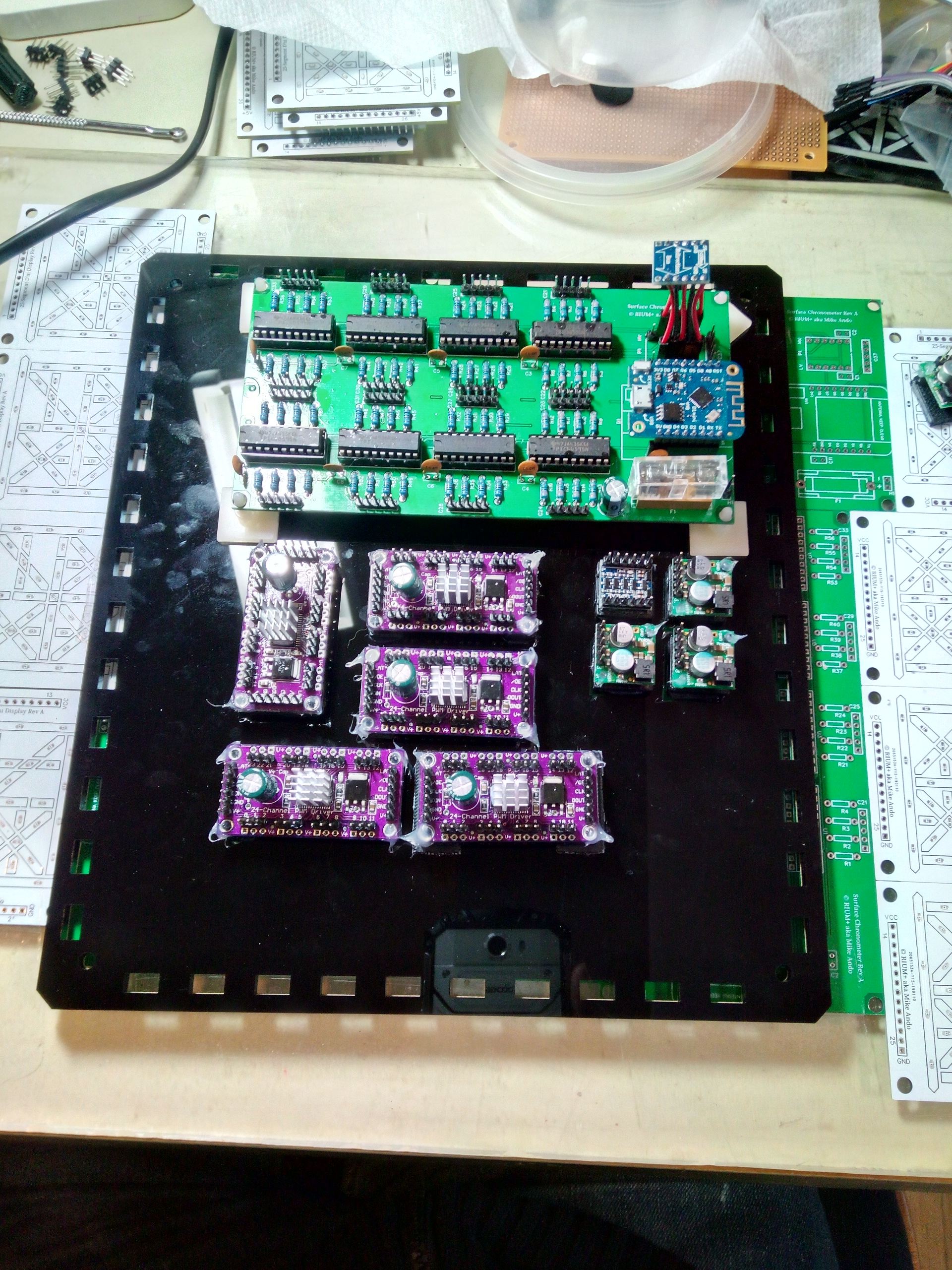 Adding circuit boards to the clock's rear board