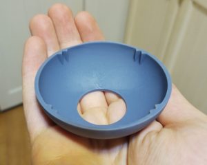 Gehn's Imager 3D-printed topper dome. This houses the bulls-eye level, and can be easily removed to manually rotate the device if needed without touching the black fabric.
