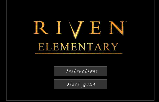 Screenshot of the main title screen for Riven Elementary