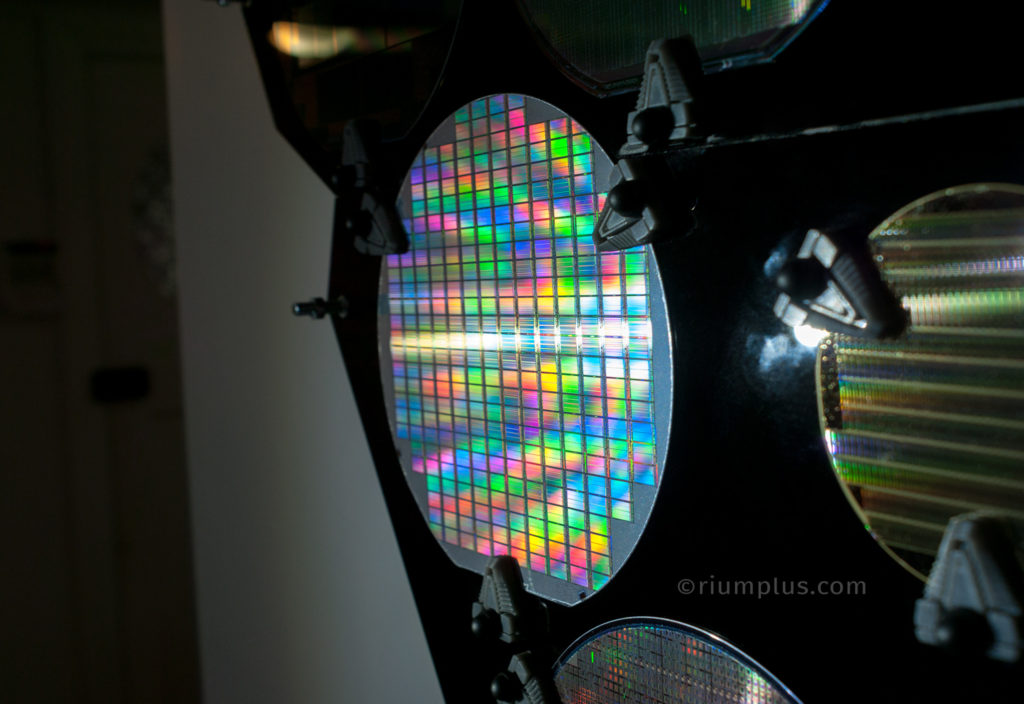 Silicon Wafer Closeup showing rainbow patterns