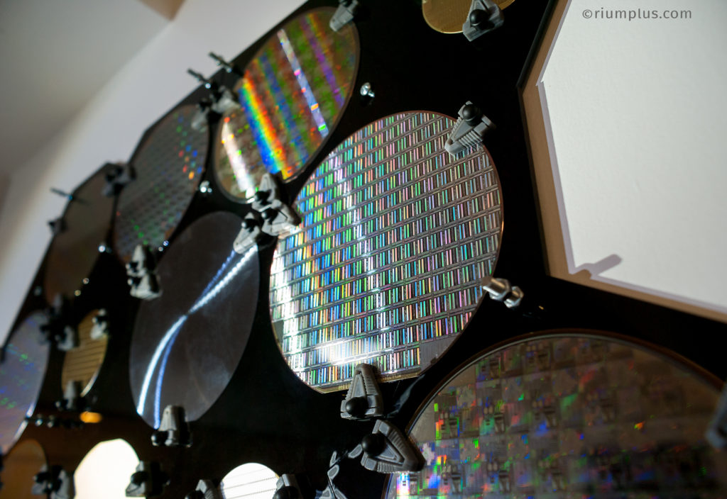 Silicon Wafer Closeup showing rainbow patterns