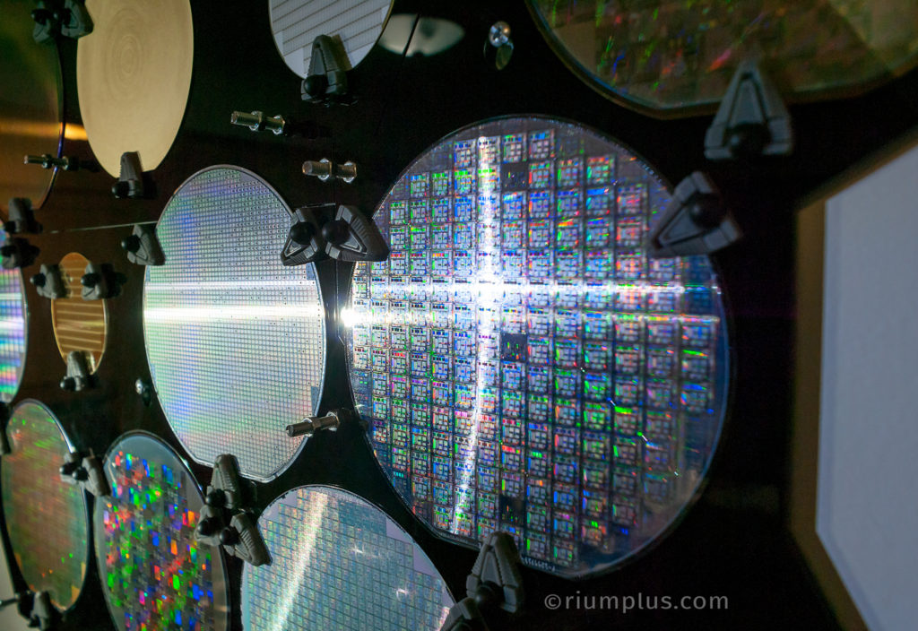 Silicon Wafer Closeup showing rainbow patterns